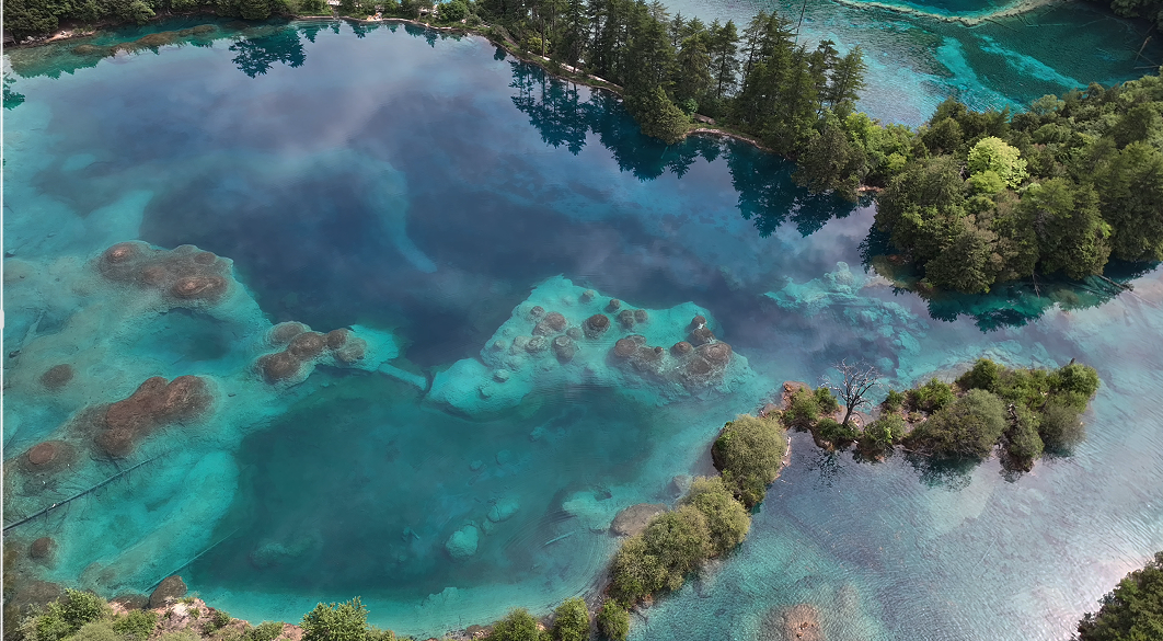 A Jiuzhaigou lake showcasing its natural blue-green hues